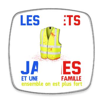 Gilet de Sécurité Famille Solidairte - Magnet carré - blanc - Devant