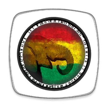 Le monde des éléphants dans le design rasta - Magnet carré - blanc - Devant