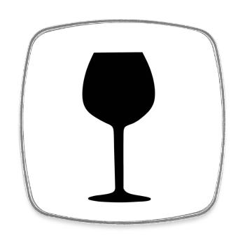 Verre à vin - Magnet carré - blanc - Devant