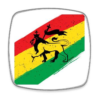 Rasta lion in front of three-color flag - Square fridge magnet - white - Front