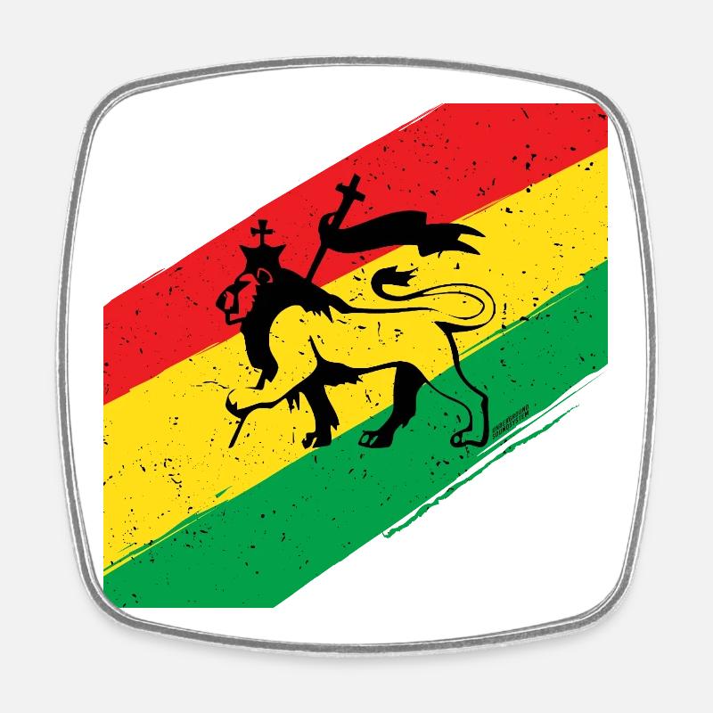 Rasta lion in front of three-color flag - Square fridge magnet - white