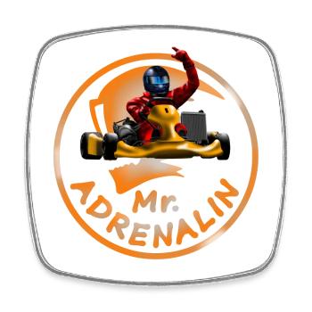 Karting Mr. Adrenalin - Viereckiger Kühlschrankmagnet - Weiß - Vorne