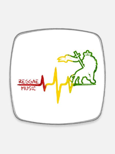 Icône du rythme du reggae Lion - Magnet carré - blanc