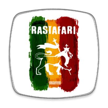 Lion rastafari sur des rayures arc-en-ciel - Magnet carré - blanc - Devant