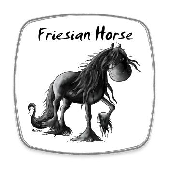 Fröhlicher Friese - Pferd - Viereckiger Kühlschrankmagnet - Weiß - Vorne