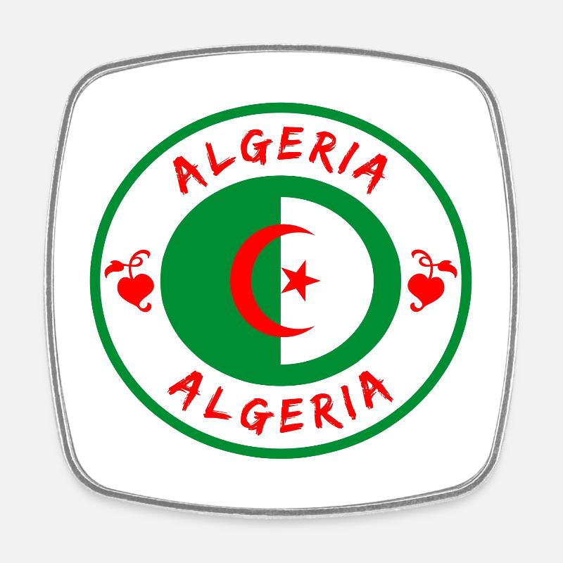 Algérie cercle avec pavillon national cadeau Alger - Magnet carré - blanc