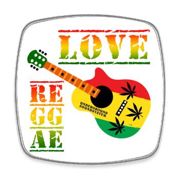 Love Reggae Guitar Rastastil - Magnet carré - blanc - Devant