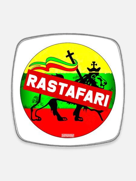 Bannière du Lion rastafari - Magnet carré - blanc