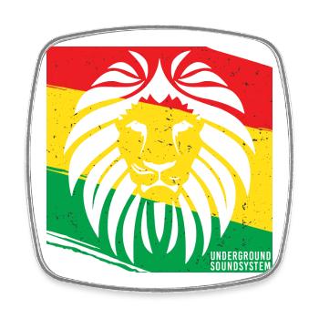 Lion de style rasta - Magnet carré - blanc - Devant