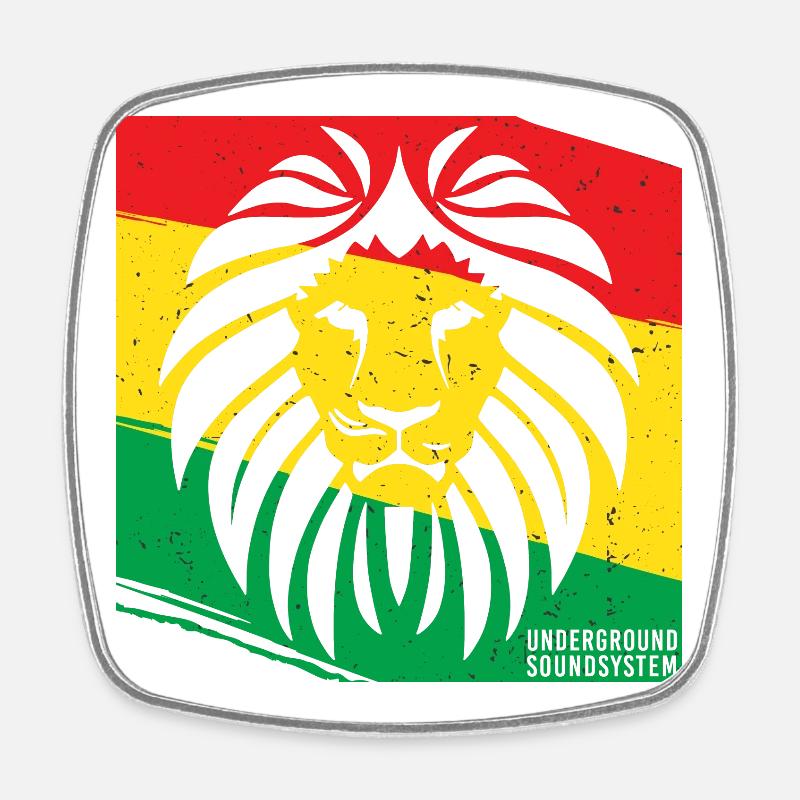 Lion de style rasta - Magnet carré - blanc