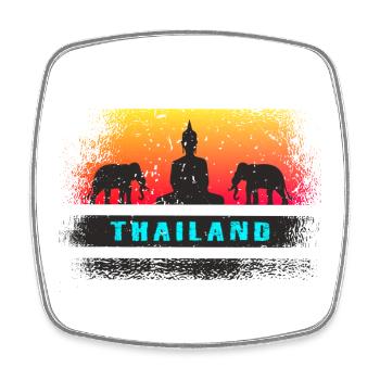 Thailand / Buddha / Elephants / Gift / Siam - Square fridge magnet - white - Front