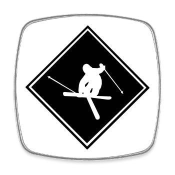 Ski Schild - Viereckiger Kühlschrankmagnet - Weiß - Vorne