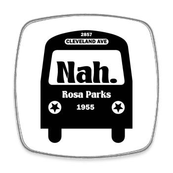 Close Rosa Parks Bus Afro Peace Tolerance Gift - Square fridge magnet - white - Front