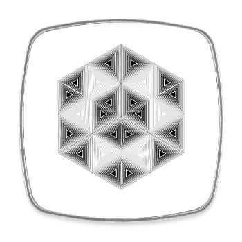 Sechseck Hexagon Illusion Paradoxon Yoga Geschenk - Viereckiger Kühlschrankmagnet - Weiß - Vorne