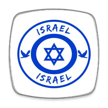 Israel Circle with National Flag Gift - Square fridge magnet - white - Front