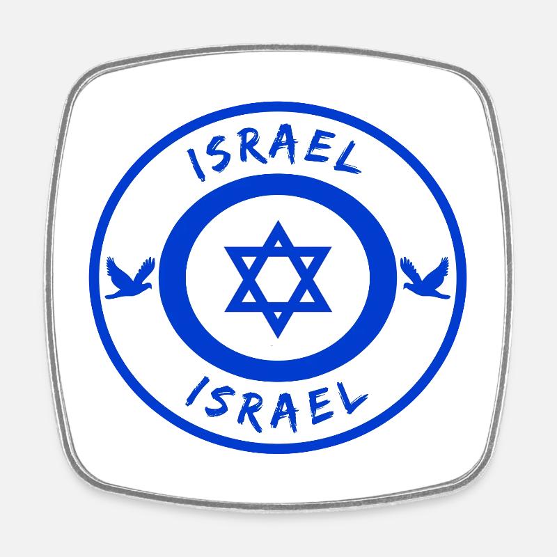 Israel Kreis mit Nationalflagge Geschenk - Viereckiger Kühlschrankmagnet - Weiß