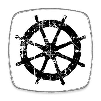 Steuer Steuerrad (Vintage/Schwarz) - Viereckiger Kühlschrankmagnet - Weiß - Vorne