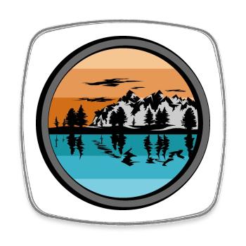 camping Reisen Natursee Bergsee Landschaft Symbol - Viereckiger Kühlschrankmagnet - Weiß - Vorne