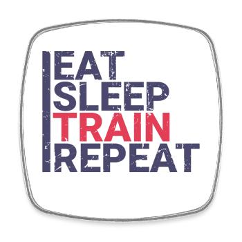 Eat Sleep Train Repeat - Viereckiger Kühlschrankmagnet - Weiß - Vorne