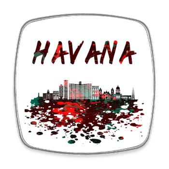 Skyline de La Havane / Cuba cadeau ville Caraïbes - Magnet carré - blanc - Devant