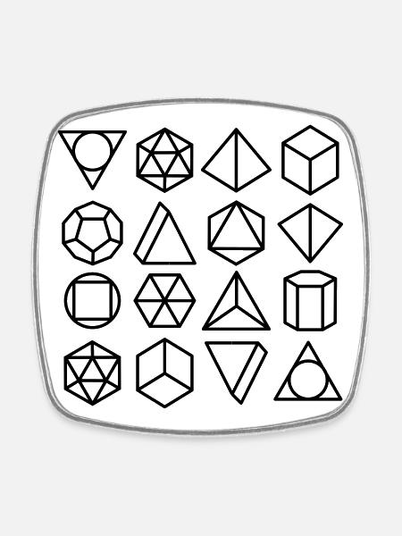 mathematical geometry - Square fridge magnet - white