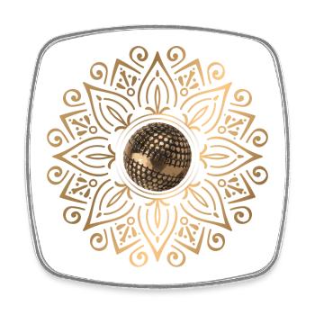 Goldenes Mandala mit Boulekugel - Viereckiger Kühlschrankmagnet - Weiß - Vorne