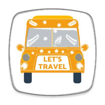 Voyage voyage vacances tour du monde liberté backpacker - Magnet carré - blanc - Devant