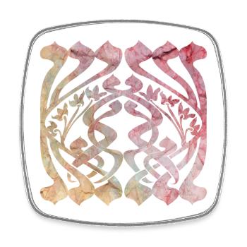 Watercolour leaf pattern with floral design - Square fridge magnet - white - Front