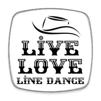 Geschenk für Linedancer: Live, Love, Line Dance - Viereckiger Kühlschrankmagnet - Weiß - Vorne