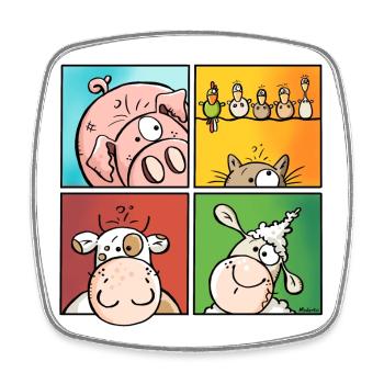 Funny Farm - Viereckiger Kühlschrankmagnet - Weiß - Vorne