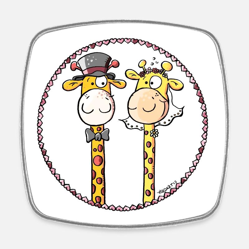 Girafes de mariage - Magnet carré - blanc
