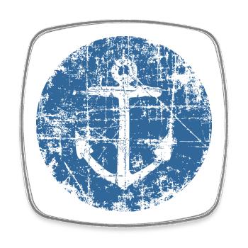 Anchor Sail Sign Vintage Blue Sailing - Square fridge magnet - white - Front