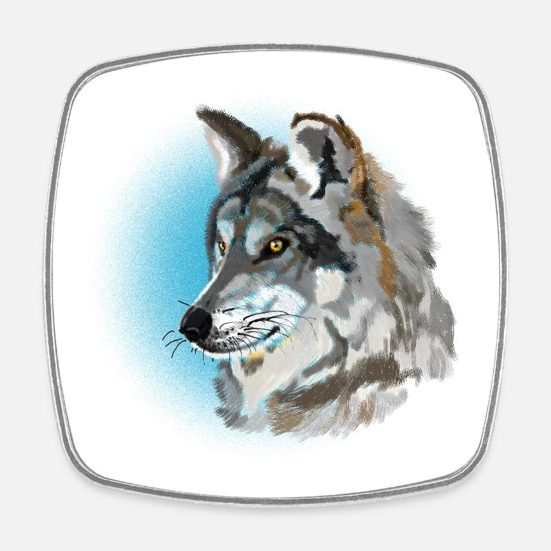 Wolf - Viereckiger Kühlschrankmagnet - Weiß