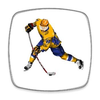 hockey - Magnet carré - blanc - Devant