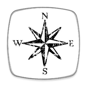 Segel Design Windrose NSWE (Vintage Schwarz) - Viereckiger Kühlschrankmagnet - Weiß - Vorne