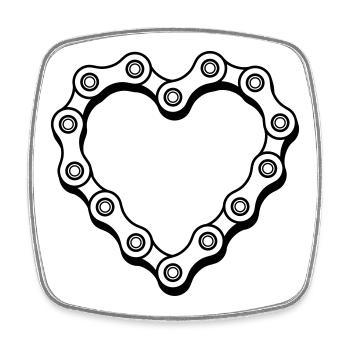 Bicycle chain heart - Square fridge magnet - white - Front