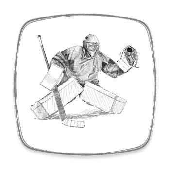 hockey - Magnet carré - blanc - Devant