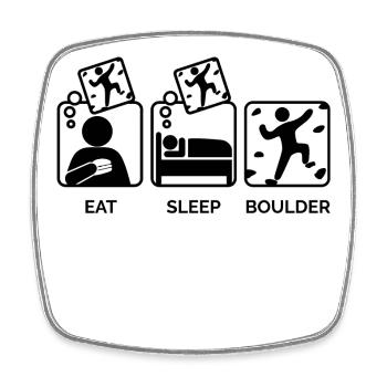 Boulder Klettern Bergsteigen Eat Sleep Spruch - Viereckiger Kühlschrankmagnet - Weiß - Vorne
