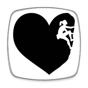 I love bouldering climbing mountaineering heart sports - Square fridge magnet - white - Front