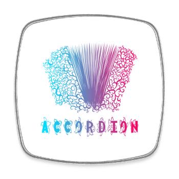 Akkordeon Design / Musikinstrument Accordion - Viereckiger Kühlschrankmagnet - Weiß - Vorne