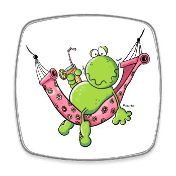 Grenouille en vacances - Magnet carré - blanc - Devant