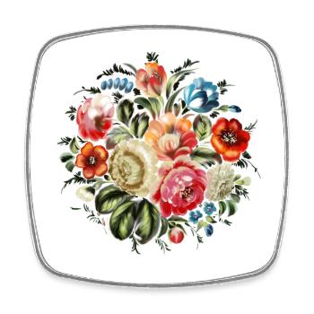 Flowers Zhostovo - Square fridge magnet - white - Front