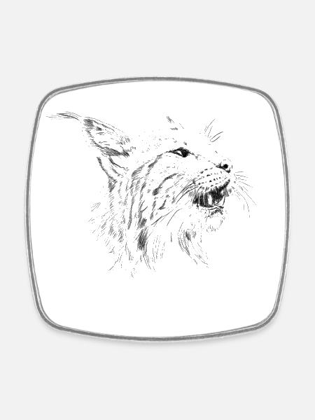 Lynx - Magnet carré - blanc