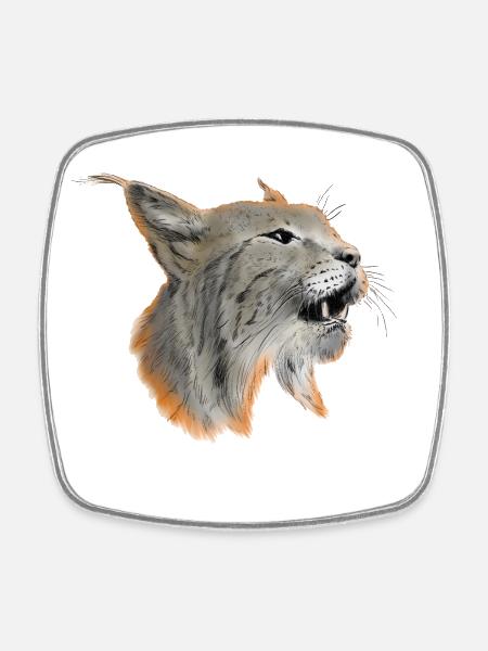 Luchs - Viereckiger Kühlschrankmagnet - Weiß