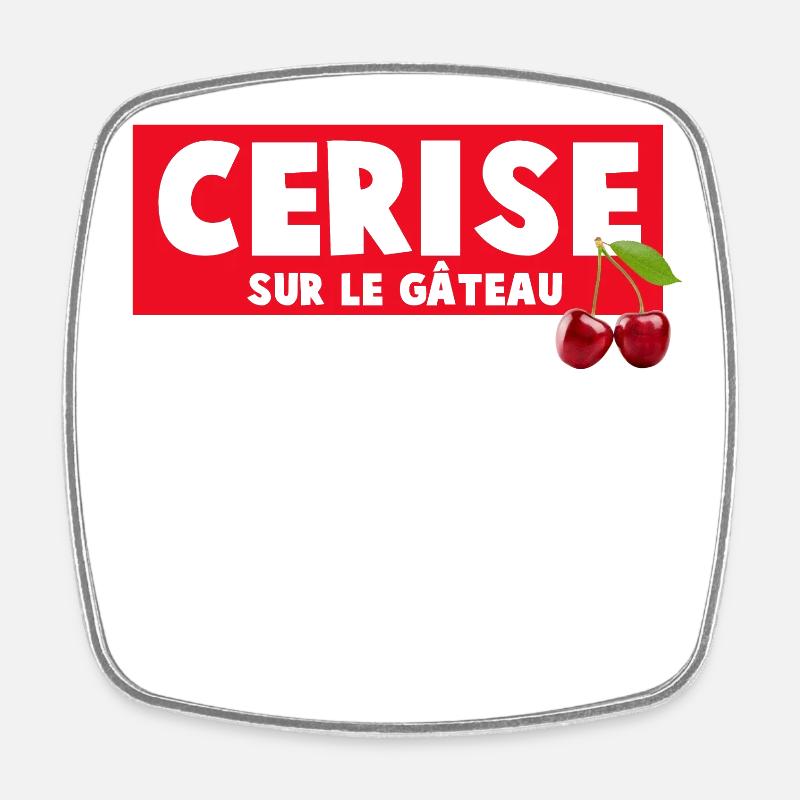 Cerisier Sur Le Gâteau Impression Humoristique - Magnet carré - blanc