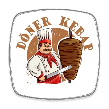 Döner Kebap Kebab Fleisch Spieß Essen Lamm Lustig - Viereckiger Kühlschrankmagnet - Weiß - Vorne