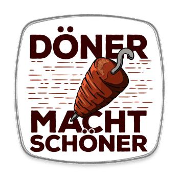 Döner Schöner Lustig Witzig Spruch Kebab Kebap - Viereckiger Kühlschrankmagnet - Weiß - Vorne