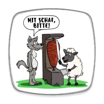 Kebab Kebap Schaf Lamm Sprüche Lustig Döner Essen - Viereckiger Kühlschrankmagnet - Weiß - Vorne
