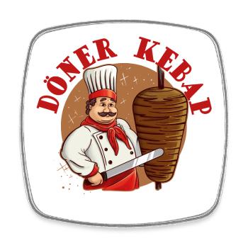 Döner Kebab Kebap Grillen Grillfleisch Spieß - Viereckiger Kühlschrankmagnet - Weiß - Vorne