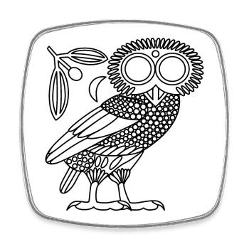 Owl of Athena [White + Wreath & Crescent] - Square fridge magnet - white - Front